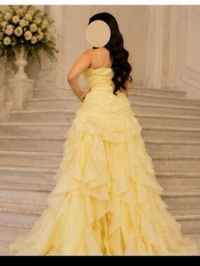 Camilla Pale Yellow Ruffled Tulle Ball Gown